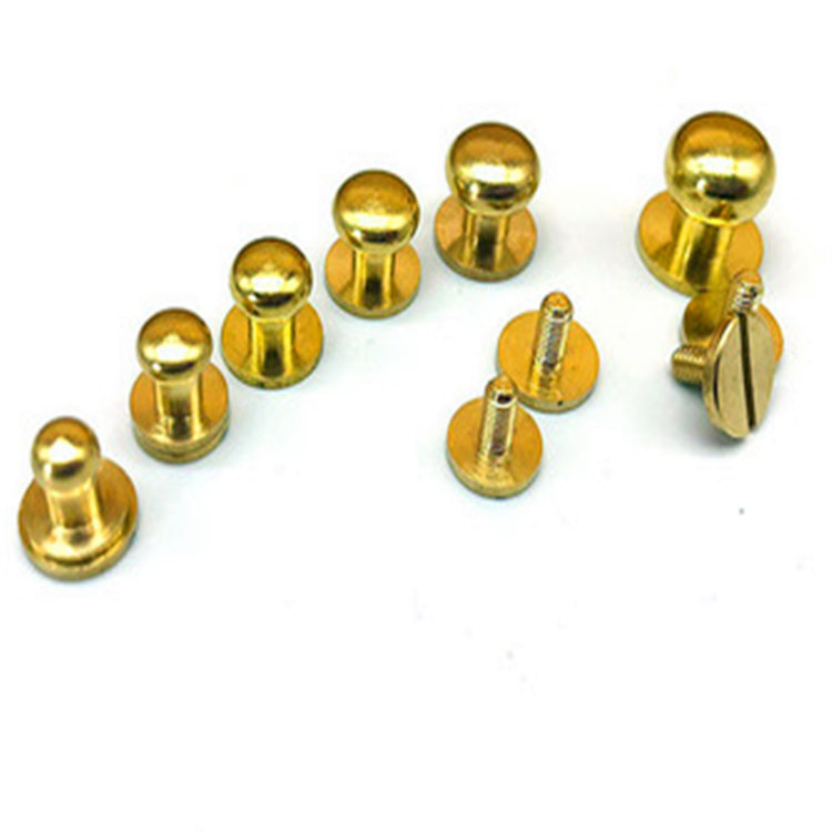 Solid messing rundt hode Sam Browne studs for lærbelte