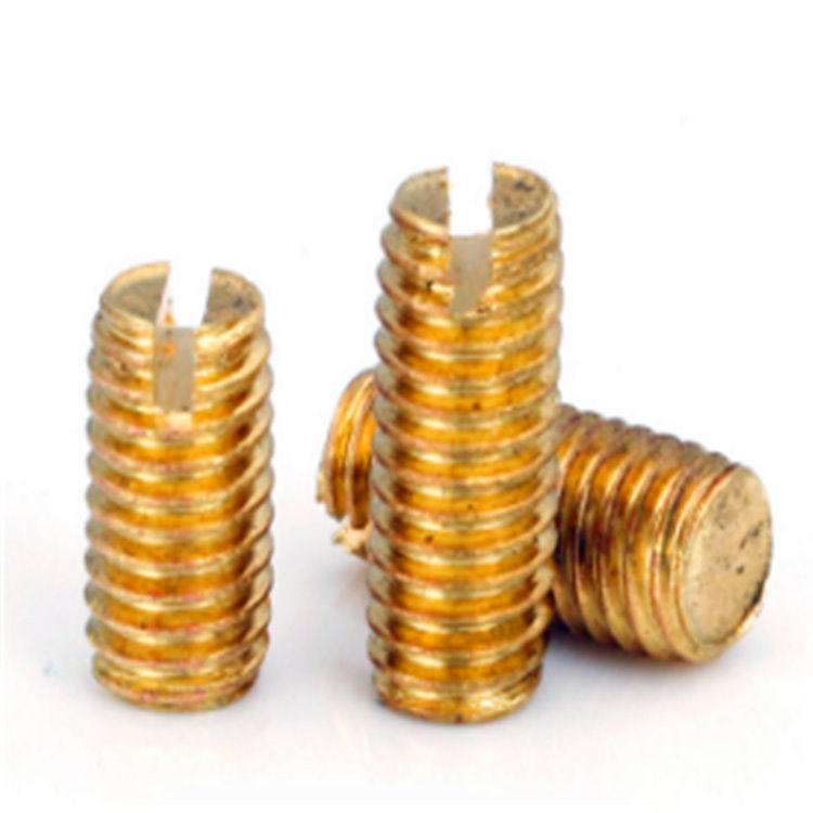 DIN 551 messing liten slisset settskrue med flat spiss