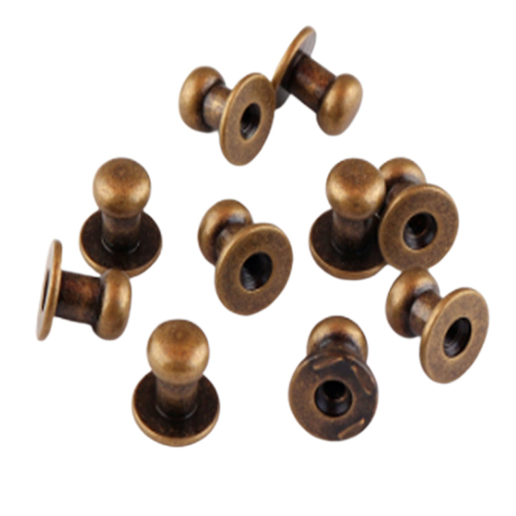 Sølv Solid Messing Button Stud Nipple Head Monk Head Skrue