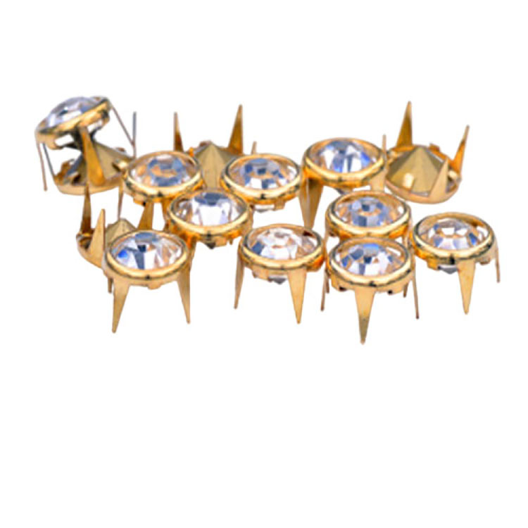 10 mm DIY Gold Claw Rhinestone Nagle Metall Studs Spikes For Sko