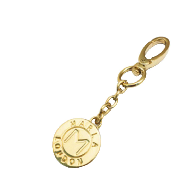 Nytt design gyllen farge metall håndveske logo plate bag logo kjede