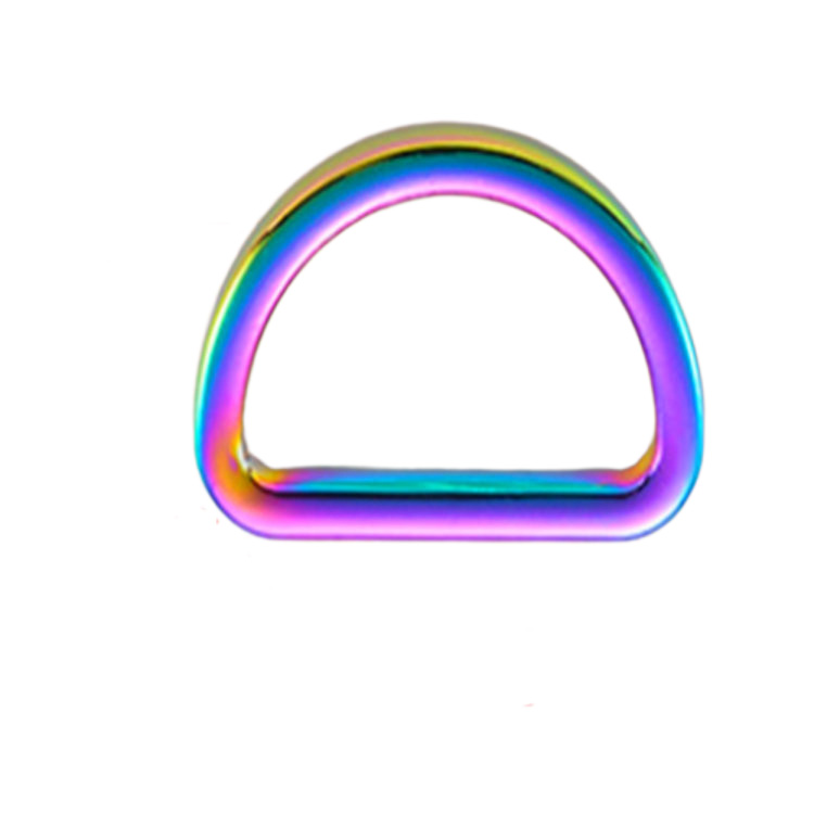 Regnbuefarge flat type metall D-ring for håndbagasje