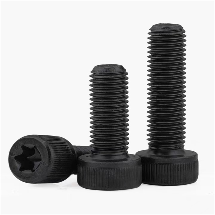 Grade 12,9 m6 sort rustfritt stål torx skrue med riflet hode