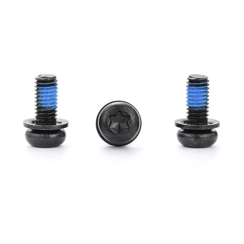 Sort torx micro mini trippel settskrue med nylonlapp